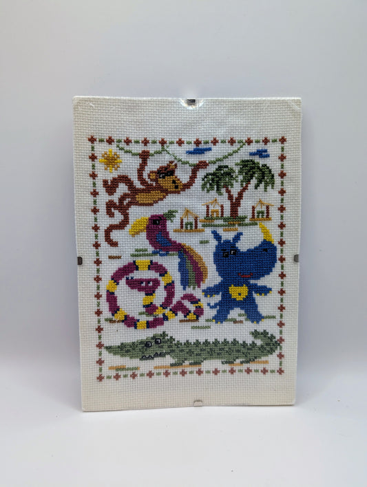 tableau brodée jungle